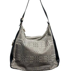 Burberry Nova Check Canvas & Leather Hobo Shoulder Bag